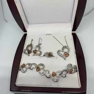 Bracelet, necklace, earrings and matching ring